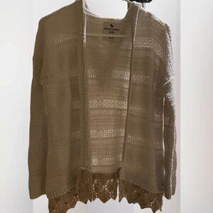 Back2School | Abercrombie Kids | Tan Open-Front Hooded Cardigan | Size 15/16